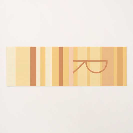 Monogram Modern Boho Brown Streifen Yogamatte (Rückseite (Horizontal))
