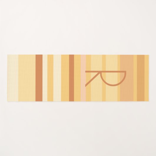 Monogram Modern Boho Brown Streifen Yogamatte (Vorderseite (Horizontal))