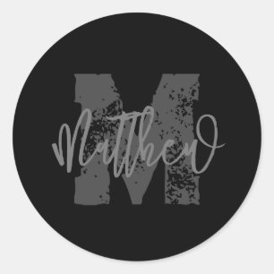 Monogram Modern Boy Back-to-School-Hausaufgaben Runder Aufkleber