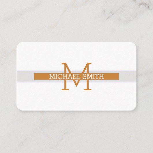 Monogram, Modern Bronze Horizontal Line Visitenkarte (Vorderseite)
