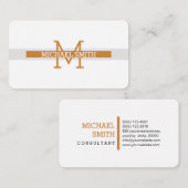 Monogram, Modern Bronze Horizontal Line Visitenkarte (Vorne/Hinten)