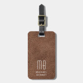 Monogram Modern Brown Gepäckanhänger (Vorderseite vertikal)