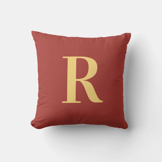 Monogram, Modern Brown Gold Kissen (Vorderseite)
