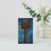 Monogram Modern Brown Leather Look #10 Visitenkarte (Stehend Vorderseite)