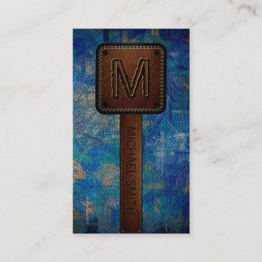 Monogram Modern Brown Leather Look #10 Visitenkarte (Vorderseite)