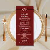 Monogram Modern Burgundy Christian Wedding Menu Menükarte
