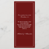 Monogram Modern Burgundy Christian Wedding Menu Menükarte (Rückseite)