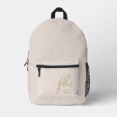 Monogram Modern Chic Blush Pink Gold Mit Monogramm Bedruckter Rucksack (Vorderseite)