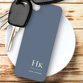 Monogram Modern Classic Minimalist Navy Blue White Schlüsselanhänger