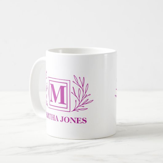 Monogram, Modern Coffee Tasse Plum (Vorderseite Links)