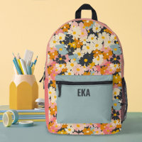 Monogram Modern Colorful Floral Girls School