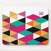 Monogram Modern Colorful Geometric Pattern Mousepad (Vorne)