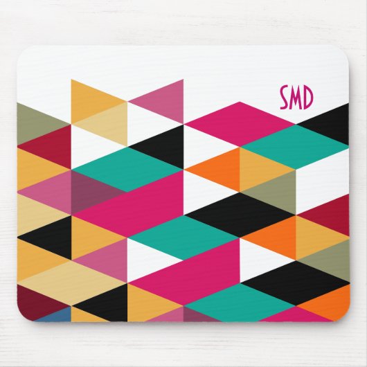 Monogram Modern Colorful Geometric Pattern Mousepad (Vorne)
