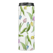 Monogram, Modern Colorful Tulip Pattern Thermosbecher (Rückseite)