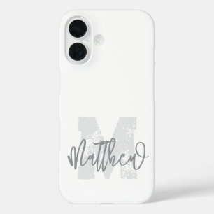 Monogram Modern Cool Grunge Fügen Sie Ihren Namen  iPhone 16 Hülle