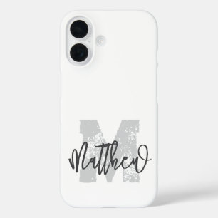 Monogram Modern Cool Grunge Fügen Sie Ihren Namen iPhone 16 Hülle