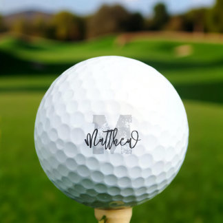 Monogram Modern Cool Grunge Fügen Sie Ihren Namen  Golfball