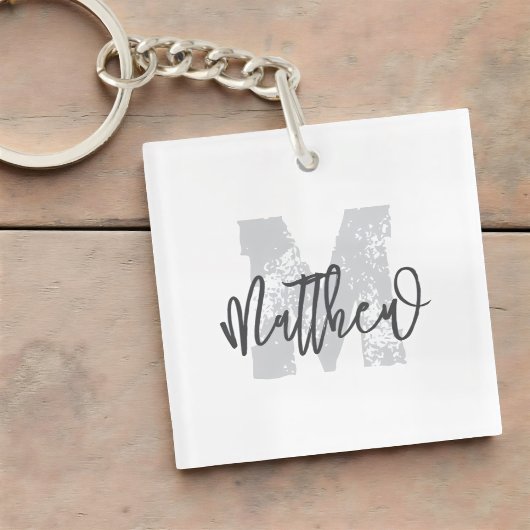 Monogram Modern Cool Grunge Fügen Sie Ihren Namen  Schlüsselanhänger