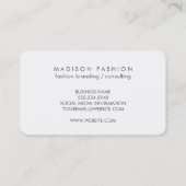 Monogram Modern Dark Gray Linen Imitate Muster Visitenkarte (Rückseite)