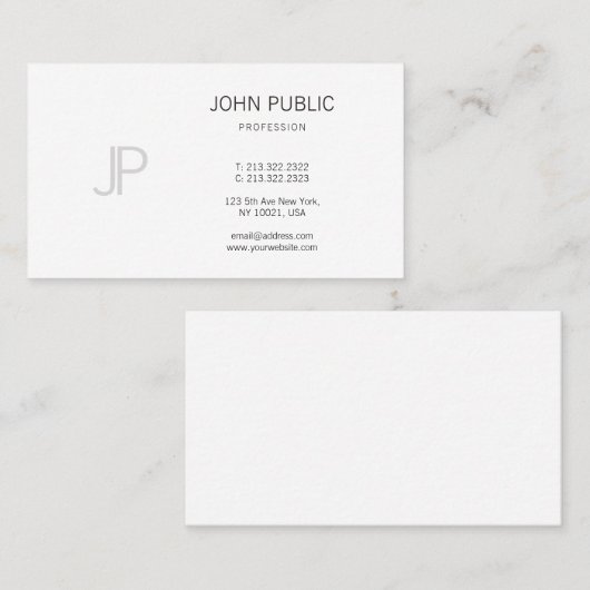 Monogram Modern Design Elegant Beruflich Schlicht Visitenkarte (Vorne/Hinten)