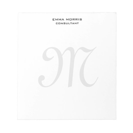 Monogram Modern Einfach Minimalistisch Schlicht Notizblock (Vorderseite)