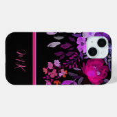 Monogram Modern Elegance Pink Lila Floral Case-Mate iPhone Hülle (Rückseite (Horizontal))