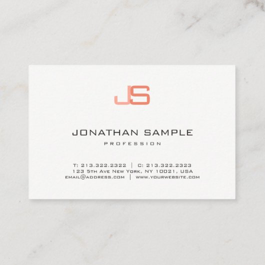 Monogram Modern Elegant Beruflich Simple Visitenkarte (Rückseite)