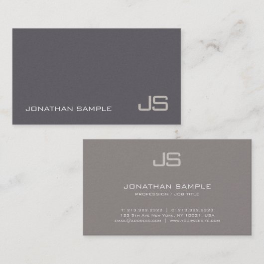 Monogram Modern Elegant Beruflich Template Luxe Visitenkarte (Vorne/Hinten)