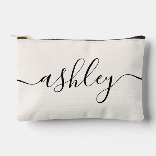 Monogram Modern Elegant Calligraphy Script Elvory Zubehörtasche (Vorderseite)