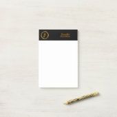 Monogram Modern Elegant Chic Gold Black Stilvoll Post-it Klebezettel (Auf Schreibtisch)