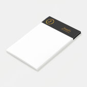 Monogram Modern Elegant Chic Gold Black Stilvoll Post-it Klebezettel (angewinkelt)
