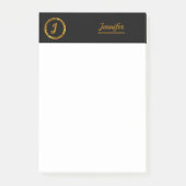 Monogram Modern Elegant Chic Gold Black Stilvoll Post-it Klebezettel (Vorderseite)