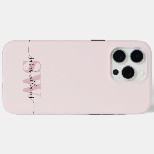 Monogram Modern Elegant Chic Script Name Case-Mate iPhone Hülle (Rückseite (Horizontal))