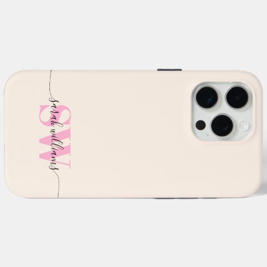 Monogram Modern Elegant Chic Script Name Case-Mate iPhone Hülle (Rückseite (Horizontal))