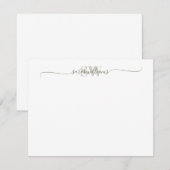 Monogram Modern Elegant Chic Script Name Mitteilungskarte (Vorne/Hinten)