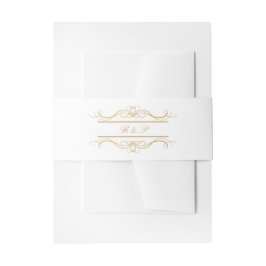 Monogram Modern Elegant Gold Swirl Wedding Einladungsbanderole