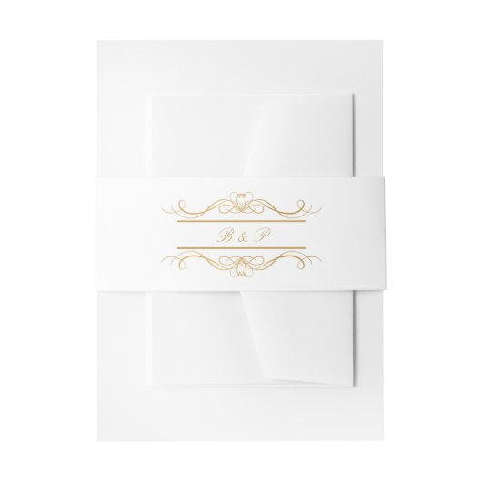 Monogram Modern Elegant Gold Swirl Wedding Einladungsbanderole (Vorderseite Beispiel)