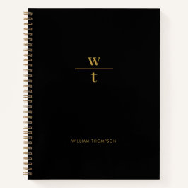 Monogram Modern elegante Black Gold Notizblock