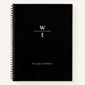 Monogram Modern Elegante Schwarz-weiß Notizblock (Vorderseite)