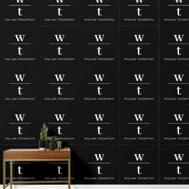 Monogram Modern Elegante Schwarz-weiß Office Tapete