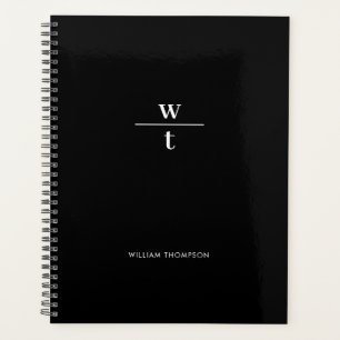 Monogram Modern Elegante Schwarz-weiß Planer