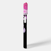 Monogram Modern Feminine Bright Pink Floral Black Case-Mate iPhone Hülle (Rückseite / Rechts)