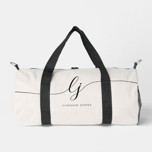 Monogram Modern Feminine Girly Calligraphy Script Duffle Bag (Vorderseite)
