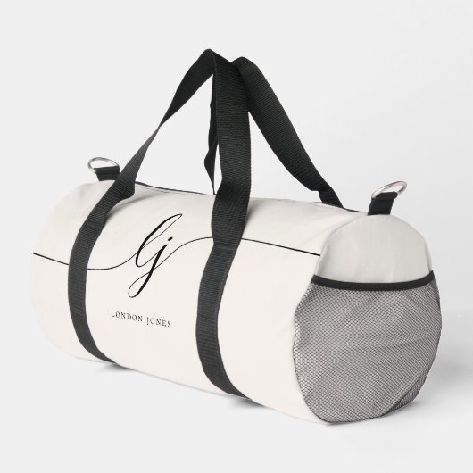 Monogram Modern Feminine Girly Calligraphy Script Duffle Bag (Rechte Ecke)