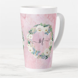 Monogram Modern Floral Butterfly Watercolor Pink Milchtasse