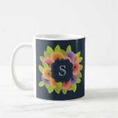 Monogram Modern Floral Script Kaffeetasse (Links)