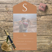 Monogram Modern Foto Burnt Orange No Dinner All In One Einladung