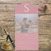 Monogram Modern Foto Dusty Pink Dinner All In One Einladung