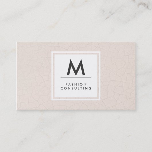 Monogram, Modern Fractured Pattern Beige Visitenkarte (Vorderseite)