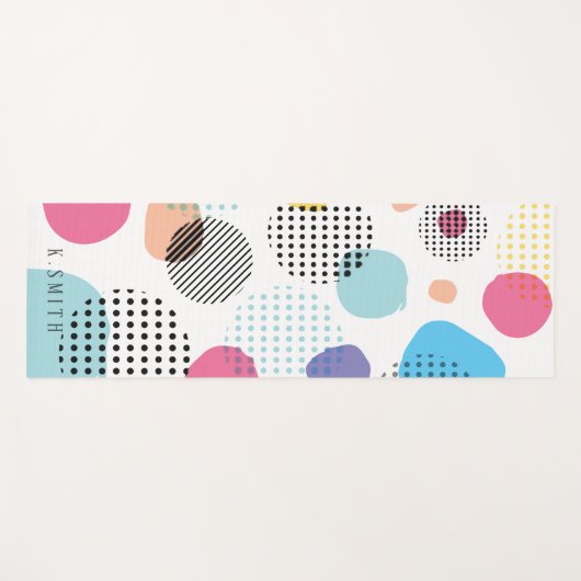 Monogram Modern Geometric Circular Pattern Yogamatte (Vorderseite (Horizontal))